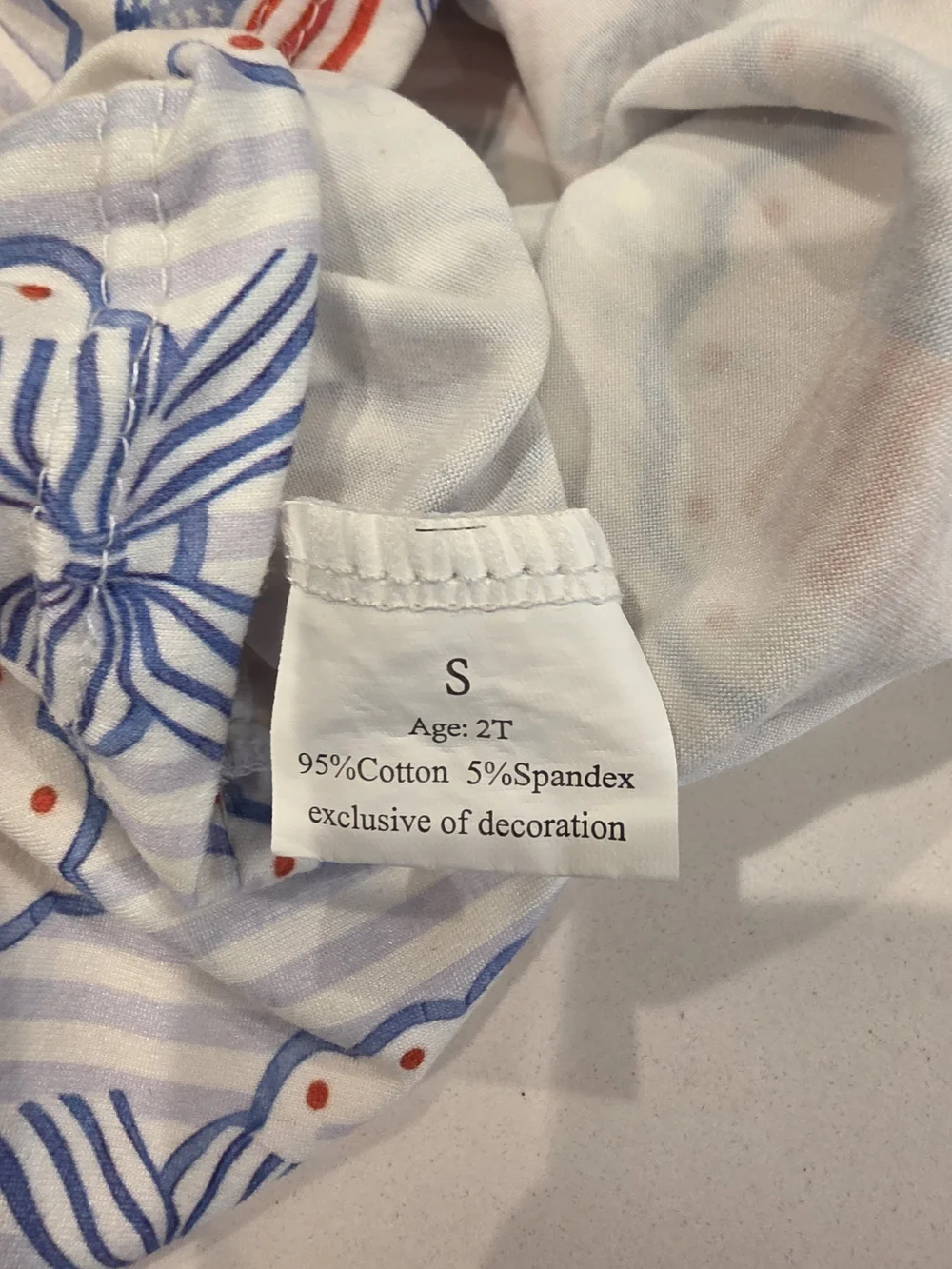 Girls' Patriotic Blue & White Flags With Bows Print Dress